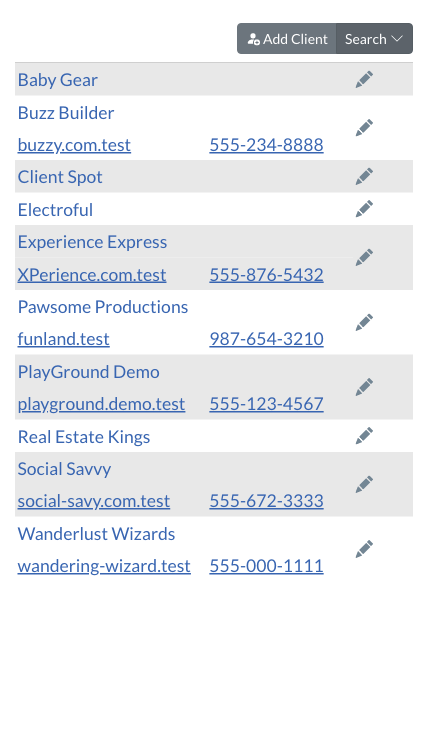 mobile clients-listing screenshot