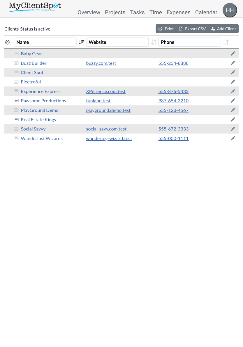 tablet clients-listing screenshot
