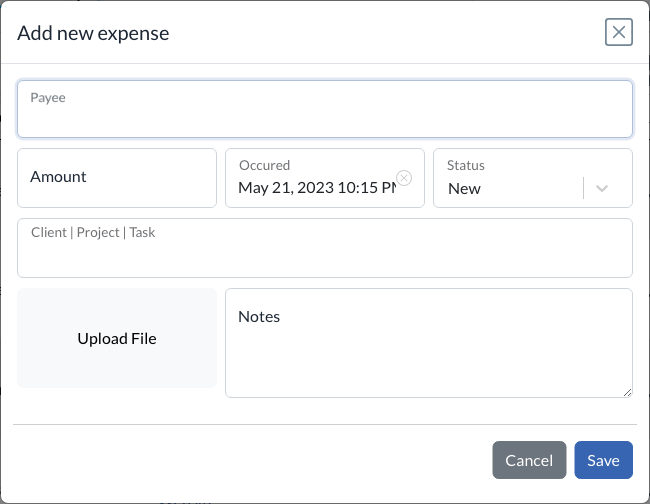 tablet expense-form screenshot