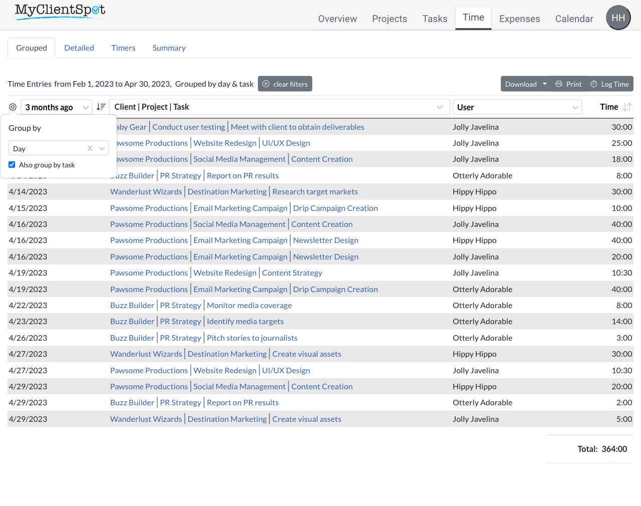 desktop time-grouped-listing screenshot