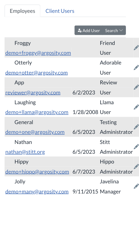 mobile users-listing screenshot